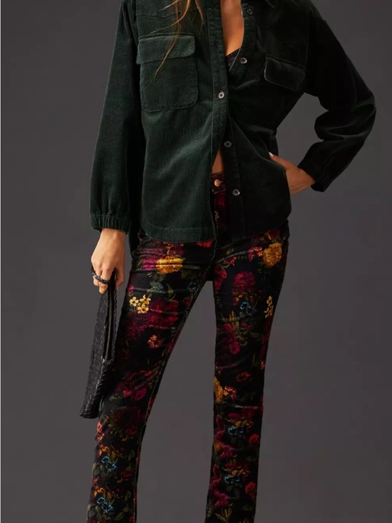 Pilcro Pants - Pilcro Multicolor Floral Velvet Bootcut Pants on Black
